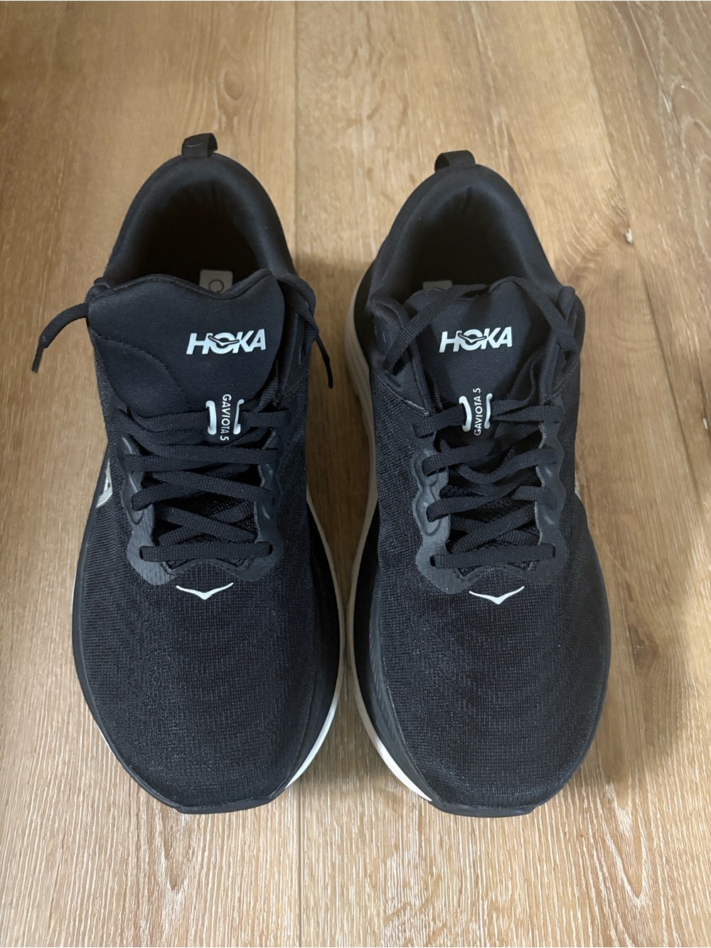 Hoka One One Men's Gaviota 5 Black Athletic Running Shoes with White Accents